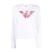 Sweatshirt met ronde hals Emporio Armani , White , Dames