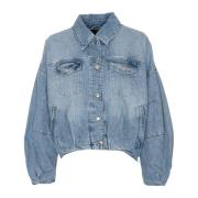 Bomber Style Denim Jack Drykorn , Blue , Dames