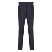 Blauwe Wol Geplooide Broek Brunello Cucinelli , Blue , Heren