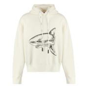 Haai Geborduurde Katoenen Hoodie Palm Angels , Beige , Heren