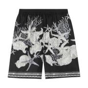 Barocco Sea Print Zijden Shorts Versace , Black , Heren