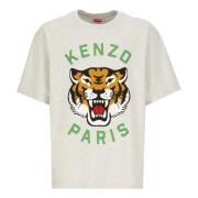 Grijze T-shirt met Lucky Tiger Print Kenzo , Gray , Heren