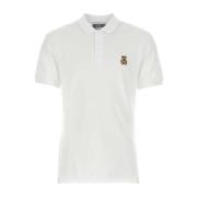 Witte Piquet Polo Shirt Moschino , White , Heren