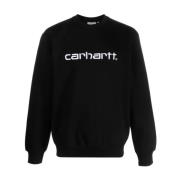 Zwart Logo Crew Neck Sweater Carhartt Wip , Black , Heren