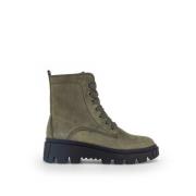 Groene Nubuck Veterschoenen Militaire Stijl Gabor , Green , Dames