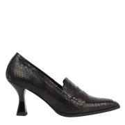 Elegante Loafer-Geïnspireerde Zwarte Leren Pumps Zinda , Black , Dames