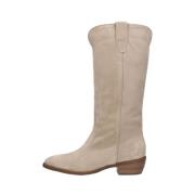 Beige Suède Cowboy Enkellaarzen Notre-v , Beige , Dames