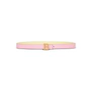 Omkeerbare gladde kalfsleren skinny B-Riem Balmain , Pink , Dames