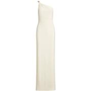 Elegante Lange Jurk Ralph Lauren , White , Dames