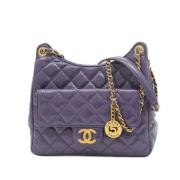 Pre-owned Leather chanel-bags Chanel Vintage , Purple , Dames