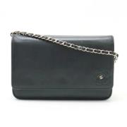 Pre-owned Leather wallets Chanel Vintage , Black , Dames