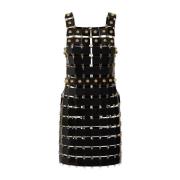 Zwarte Vierkante Stud Jurk Paco Rabanne , Black , Dames