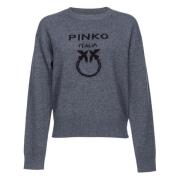 Logo Trui in Grijs en Zwart Pinko , Gray , Dames