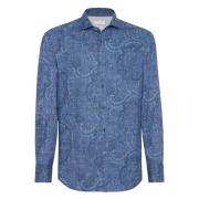 Stijlvolle Shirt C001 Brunello Cucinelli , Blue , Heren