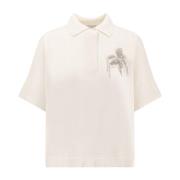 Kasjmier Polo Shirt met Monili Detail Brunello Cucinelli , White , Dam...