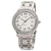 Pre-owned Stainless Steel watches Hermès Vintage , White , Heren