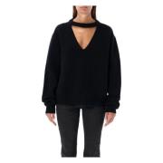 Zwart V-hals Gebreide Kleding Aw24 Rick Owens , Black , Dames