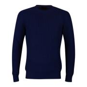 Blauwe Crew-Neck Rain Wool Sweater Gran Sasso , Blue , Heren