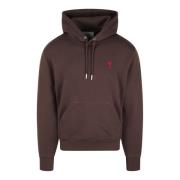 Hart Hoodie Fw24 Boxy Fit Ami Paris , Brown , Heren