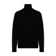 Zwarte Wollen Coltrui Sweater Jil Sander , Black , Heren