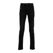 Zwarte Skinny Cut Denim Jeans Diesel , Black , Heren