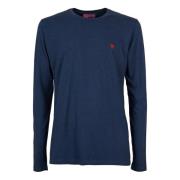 Blauw Katoen Crew-Neck Longsleeve T-shirt Gallo , Blue , Unisex