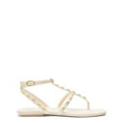 Pearlita Platte Sandaal met Parelversieringen Stuart Weitzman , White ...