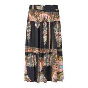 Zwarte Bloemenprint Rok Lollys Laundry , Multicolor , Dames