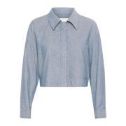 Boxy Shirt Blouse Donker Denim My Essential Wardrobe , Blue , Dames