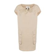 Gabardine Mini Jurk met Getailleerde Hals MM6 Maison Margiela , Beige ...