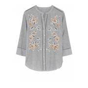 Bloemen Shirt Blouse 91424-Steel Gustav , Gray , Dames