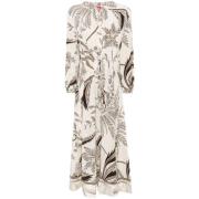 Botanische Print Zijden Jurk F.r.s For Restless Sleepers , Beige , Dam...