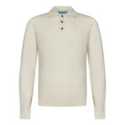 Witte Wol Gebreide Poloshirt Drumohr , Beige , Heren