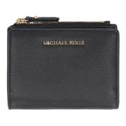 Grainy Leren Portemonnee met Drukknoopsluiting Michael Kors , Black , ...