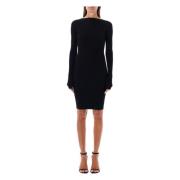 Zwarte Geribbelde Bodycon Jurk Rick Owens , Black , Dames