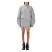 Gezellig Melange Grijs Fleece Mini Jurk The Attico , Gray , Dames