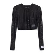 Witte Transparante Top Lange Mouw Dolce & Gabbana , Black , Dames