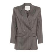 Grijze Blazer Jas met Witte Streep My Essential Wardrobe , Gray , Dame...