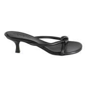 Zwarte Leren Knoop Sandalen Bottega Veneta , Black , Dames