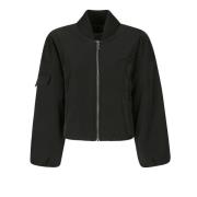 Oversized Short Bomber Jacket Ganni , Black , Dames