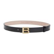 Zwarte Leren Riem Bally , Black , Dames