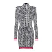 Korte gebreide jurk met monogram Balmain , Multicolor , Dames