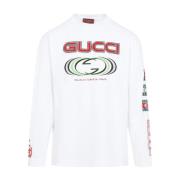 Wit Lang T-shirt met Lange Mouwen Gucci , White , Heren