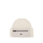 Wollen Beanies voor Stijlvolle Winterlook Y-3 , White , Unisex