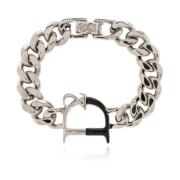 Statement Logo Armband Palladium/Zwart Metaal Dsquared2 , Gray , Dames