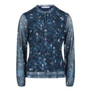 Blouse met gerimpelde halslijn Betty & Co , Blue , Dames