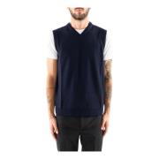 Navy Wol V-Hals Mouwloos Gilet Corsinelabedoli , Blue , Heren