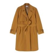 Lang Fluweel Trenchcoat Motivi , Brown , Dames