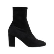 Stretch Suède Bootie Zwart Parallele , Black , Dames