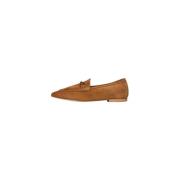 Bruine leren mocassins met gespdetail Poche Paris , Brown , Dames